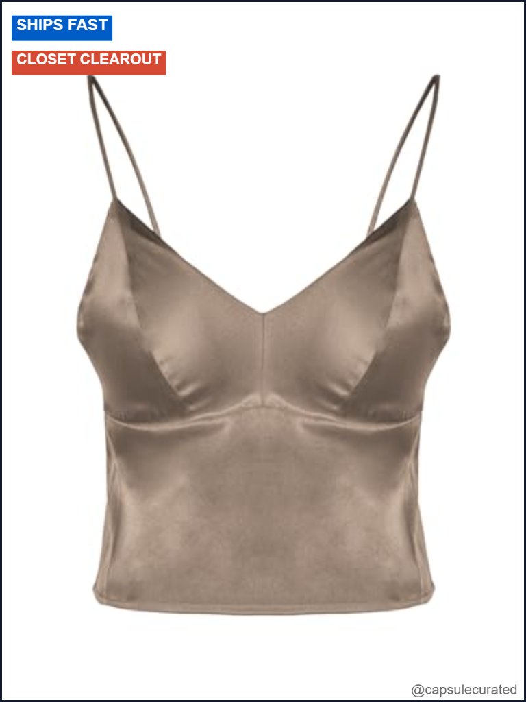 Real Mulberry Silk Satin Bralette Camisole - Wireless Crop Top Tank Top